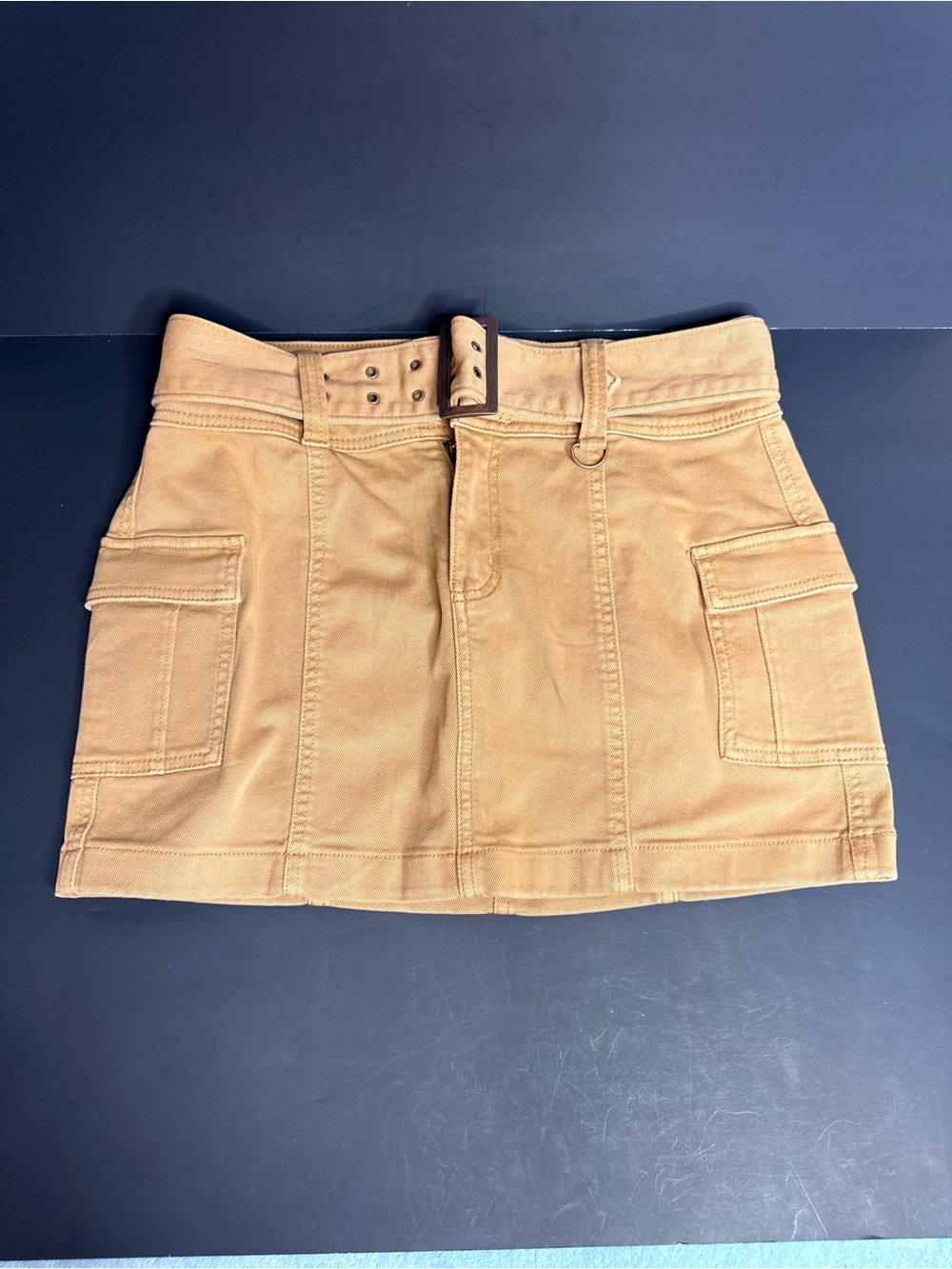 SO High Rise Utility Cargo Mini Skirt Tan Belted Y2K Size 9 29W